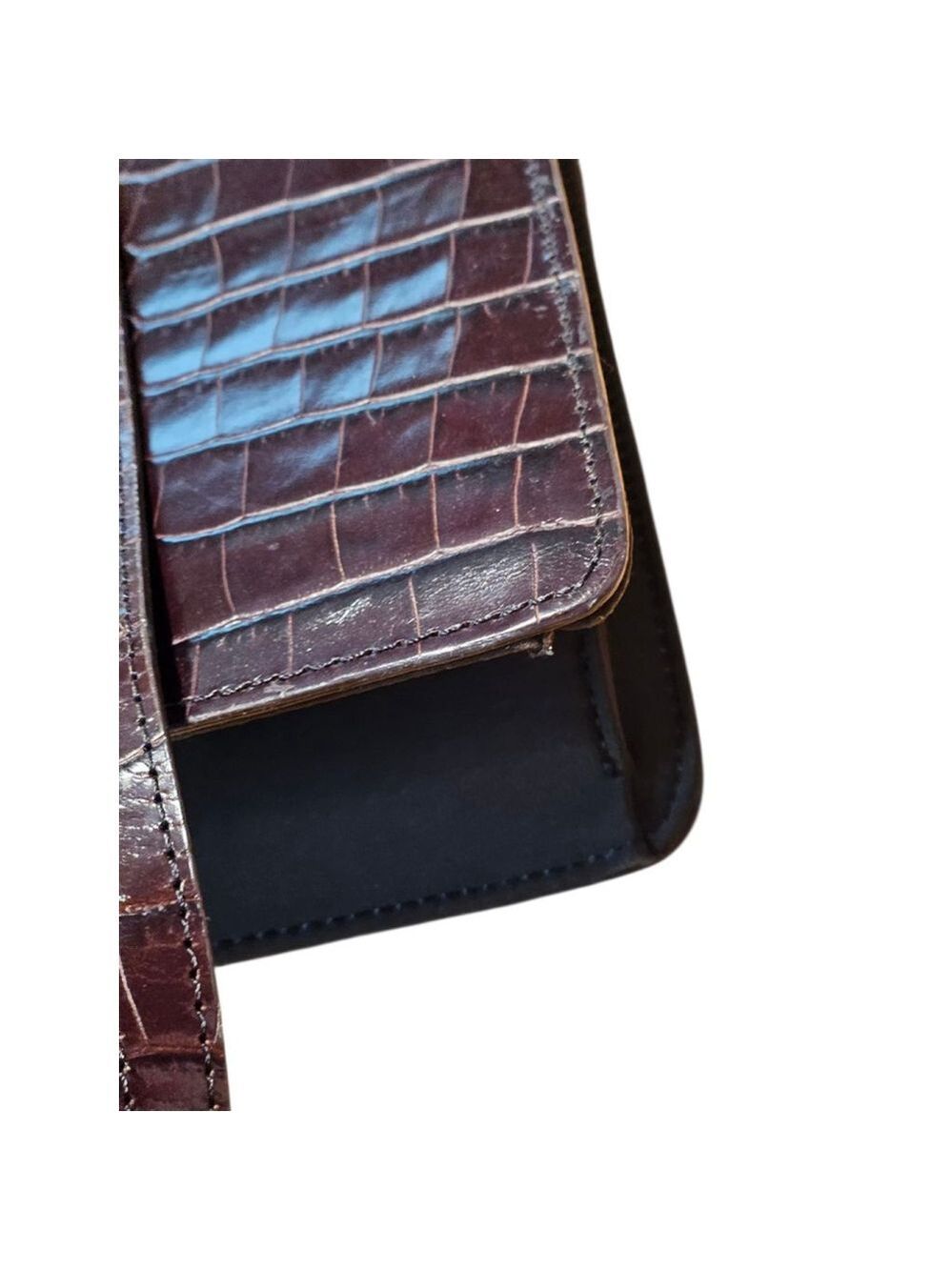 Enzo Angiolini Croc-Embossed Crossbody Bag in Brown - Picture 9 of 16